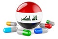 Pills capsule with Iraqi flag. 3D rendering