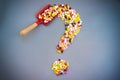 Pills Or Capsules As A Question Mark On White Isolated Background. Healthycare concept Royalty Free Stock Photo