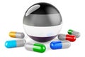 Pills capsules with asexuality flag. 3D rendering