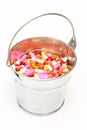 Pills, capsules in a bucket on white background, Pharmacy, Medicine