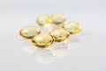 Pills (capsules) of cod-liver oil, macro Royalty Free Stock Photo