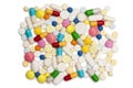 Pills and capsules heap Royalty Free Stock Photo