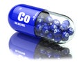 Pills with cobalt Co element Dietary supplements. Vitamin capsules.