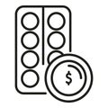 Pills compensation icon outline vector. Money benefit