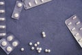 Pills on concrete table with spacing Royalty Free Stock Photo