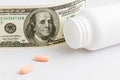 Pills and dollars Royalty Free Stock Photo