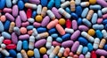 pills and drug wallpaper, drugs banner, colored vitemines on abstract background, vitamins and drugs wallpaper