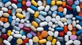 pills and drug wallpaper, drugs banner, colored vitemines on abstract background, vitamins and drugs wallpaper