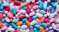 pills and drug wallpaper, drugs banner, colored vitemines on abstract background, vitamins and drugs wallpaper