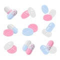 Pills and drugs compositions vector colorful realistic icon set Royalty Free Stock Photo