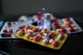 Pills and drugs. Medicine, capsules in blister, tablets Royalty Free Stock Photo