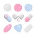 Pills and drugs vector colorful realistic icon set Royalty Free Stock Photo