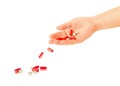 Pills falling out of hand Royalty Free Stock Photo