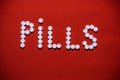 Pills formed in the word `PILLS`