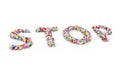 Pills forming the word STOP Royalty Free Stock Photo