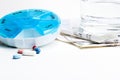 Pills and glass of water Royalty Free Stock Photo