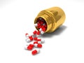 Pills and Golden container Royalty Free Stock Photo