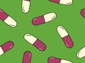 Pills Hand Drawn Seamless Pattern. Royalty Free Stock Photo