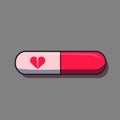 Pills with heart break icon, medical pill