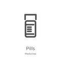 pills icon vector from medicines collection. Thin line pills outline icon vector illustration. Outline, thin line pills icon for Royalty Free Stock Photo