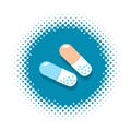 Pills icon on halftone round shape