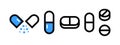 Pills icon isolated on white. Pills icons vector Royalty Free Stock Photo