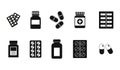 Pills icon set, simple style Royalty Free Stock Photo