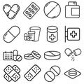 Pills icon vector set. antibiotic illustration sign collection. medicines symbol. drug logo. medicine makr. Royalty Free Stock Photo