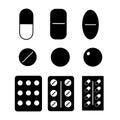 Pills icons set. Pills and medicines icons. Medicine concept. Vector illustration in a flat style Royalty Free Stock Photo