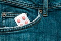 Pills in the Jeans Pocket. Close-Up Of Medicines In Pocket Of Jeans Royalty Free Stock Photo