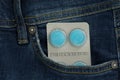 Pills in jeans pocket. Medical concept Royalty Free Stock Photo