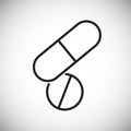 Pills line icon on background for graphic and web design. Simple vector sign. Internet concept symbol for website button