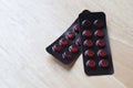 pills medicine in blister on table Royalty Free Stock Photo