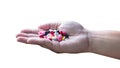 Pills and medicines in the hand pharmaceutical medicine pharmacy Royalty Free Stock Photo