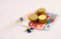 Pills and money Royalty Free Stock Photo