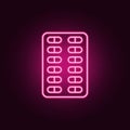 Pills neon icon. Elements of Medecine set. Simple icon for websites, web design, mobile app, info graphics