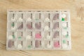 Pills organized in a pill box for daily usage