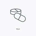 Pills outline icon. Simple linear element illustration. Isolated line pills icon on white background. Thin stroke sign can be used