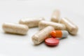Pills over white Royalty Free Stock Photo