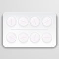 Pills In Pack. Tablets Pills In Box. Medical Drugs. Medicine Vitamins Pills In Blister Packs Isolated On A Background. Vector Illu