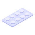 Pills package icon, isometric style