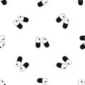 Pills pattern seamless black Royalty Free Stock Photo