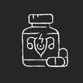 Pills for period cramps chalk white icon on dark background