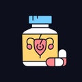 Pills for period cramps RGB color icon for dark theme