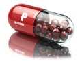 Pills with phosphorus P element Dietary supplements. Vitamin cap Royalty Free Stock Photo