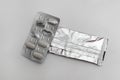Pills plate, pulled out from the aluminum slipcover Royalty Free Stock Photo