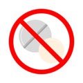 Pills in the red sign vector isolated. Say no to narcotic