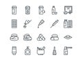 Pills. Set of outline vector icons. Includes such as Gel, Inhaler, Prescription