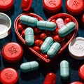 pills in the shape of a heart medicine, health, wellness, drugs, heart, pills, love, cardio, shape Royalty Free Stock Photo