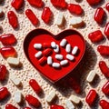 pills in the shape of a heart medicine, health, wellness, drugs, heart, pills, love, cardio, shape Royalty Free Stock Photo